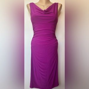 Lauren Ralph Lauren Fuchsia Cowl-Neck Sleeveless Midi Dress